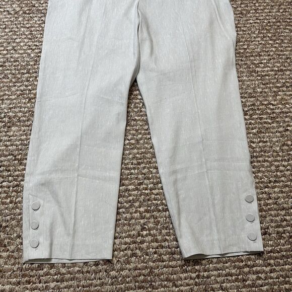 J Jill Pants Womens Sz XL Linen Stretch Capri Crop Buttons Side Zip Light Gray - Picture 3 of 16